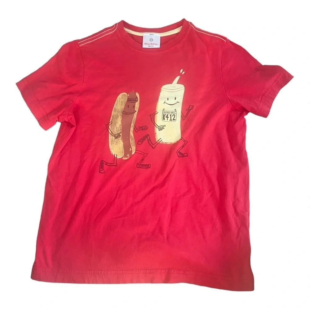 Hanna Andersson Hot Dog Mustard Tee 100% Cotton 150cm Sz 12